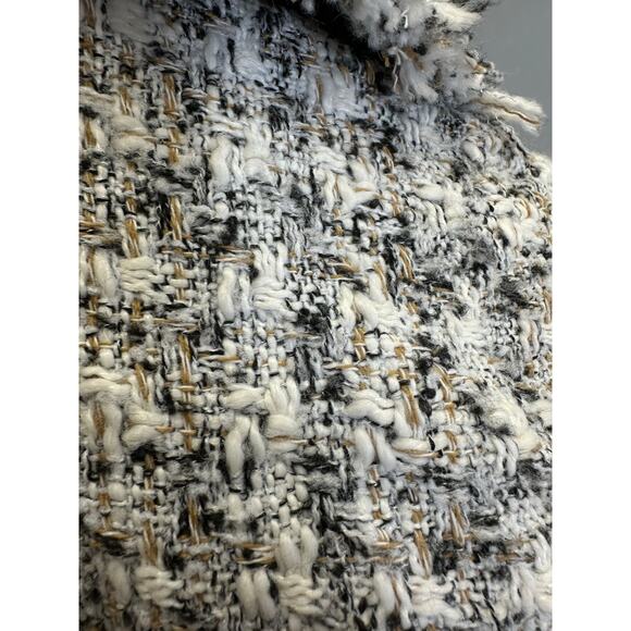 H&M Parisian Tweed Boucle Bomber Jacket Size XS Oversize white black tan - Picture 11 of 14